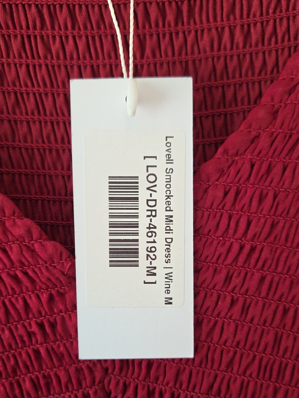 NWT Baltic Born Lovell Smocked Midi Dress Wine Red Size M - Picture 9 of 10